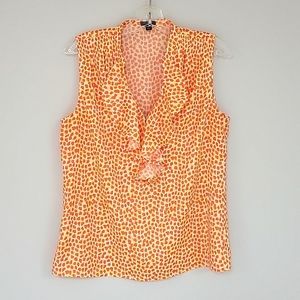 Ann Taylor Petite L Sleeveless Dress Shirt Animal Print